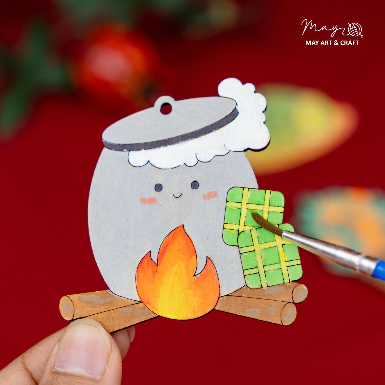 Set tô màu gỗ trang trí Tết 2025 (tặng 12 màu acrylic + 2 cọ vẽ khi mua set 20 hình)