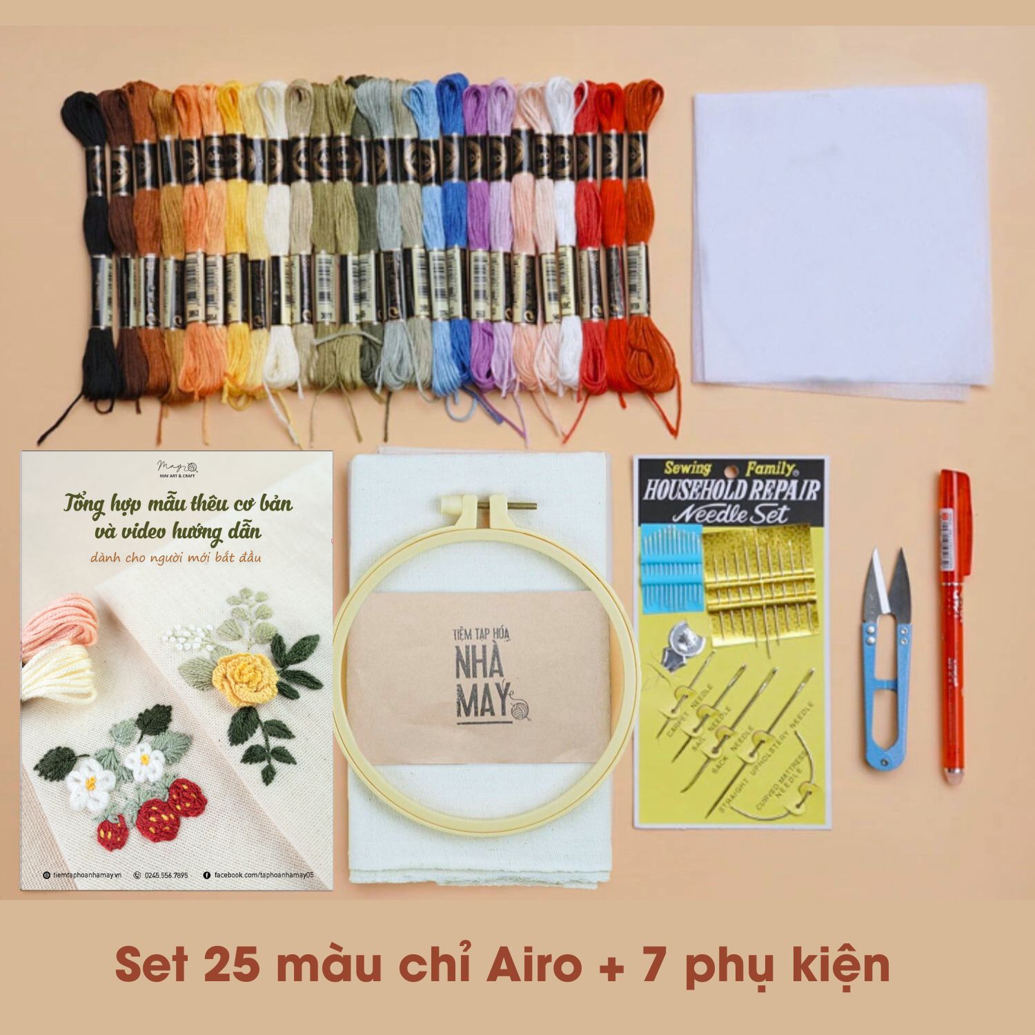 Set thêu tiết kiệm - set dụng cụ thêu cơ bản cho người mới bắt đầu