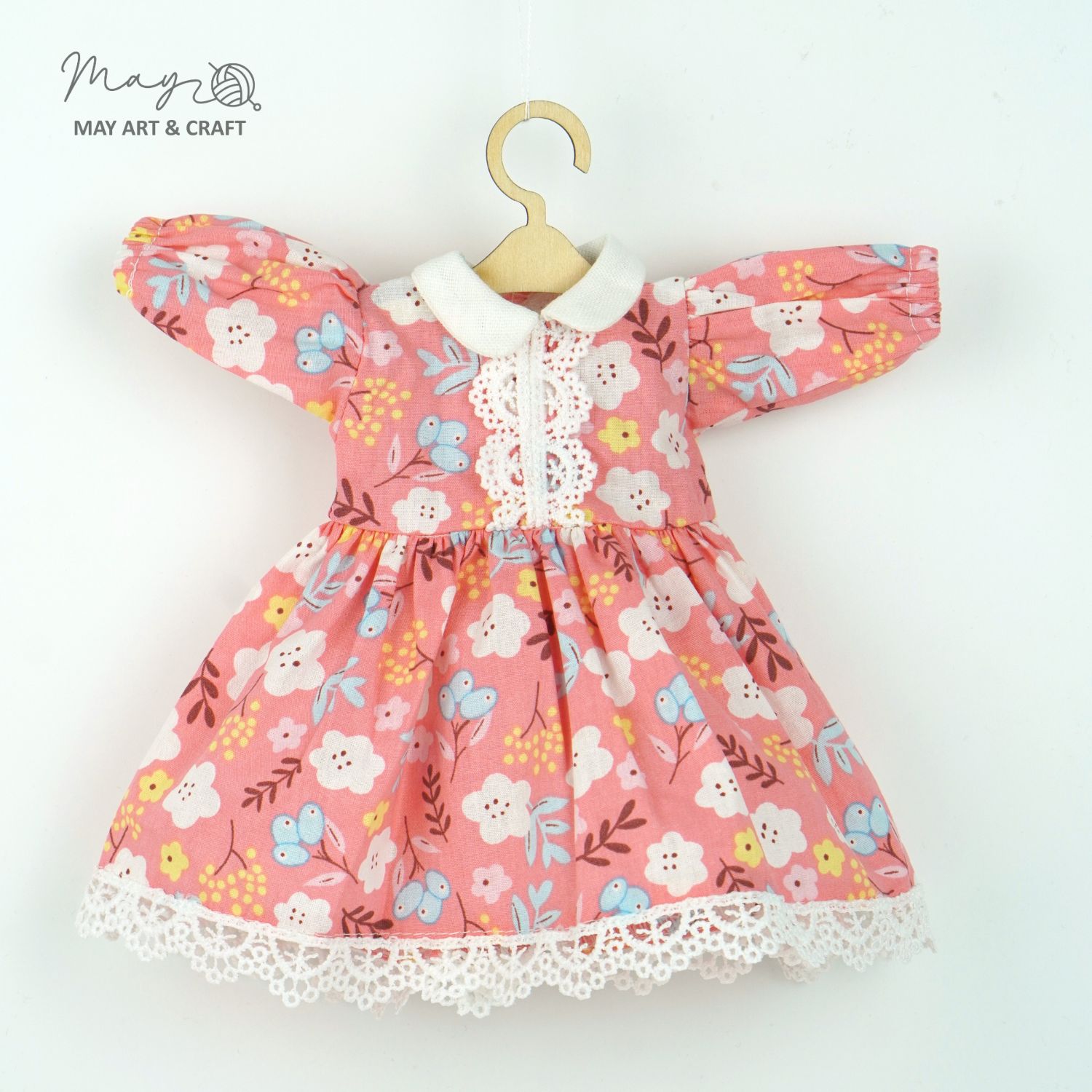 Váy xòe cổ sen phối ren cho thú bông (nhiều màu sắc hoạ tiết)