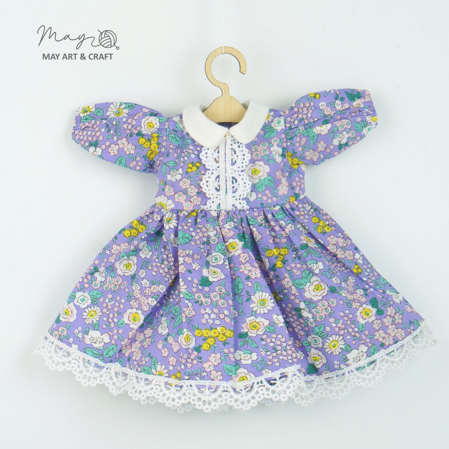 Váy xòe cổ sen phối ren cho thú bông (nhiều màu sắc hoạ tiết)