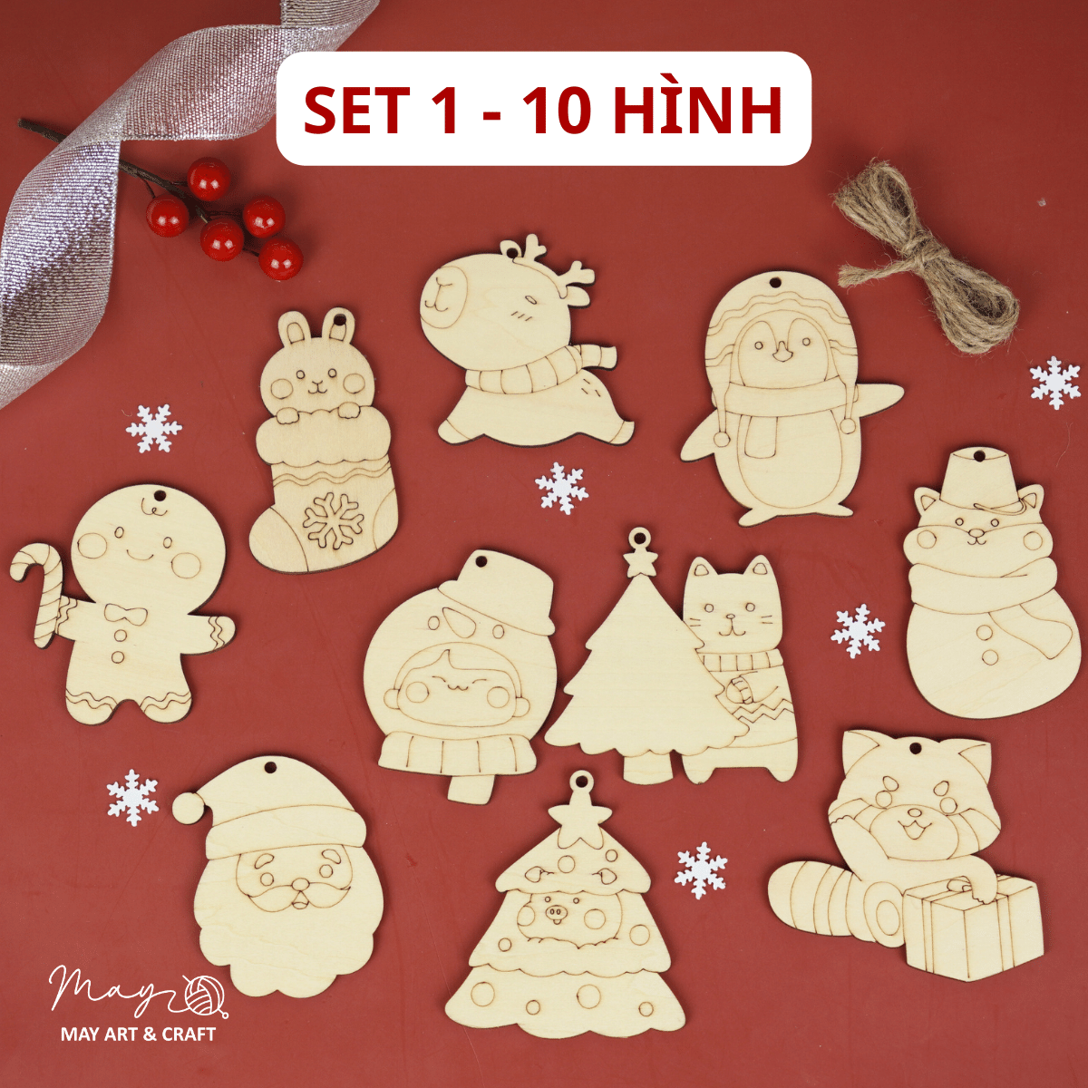 Set tô màu gỗ trang trí Noel