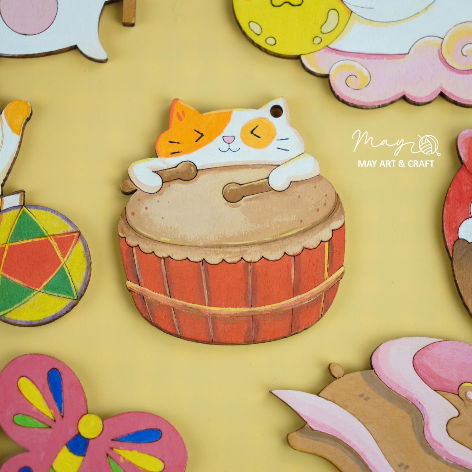 Set 20 hình gỗ tự tô màu trang trí Trung thu