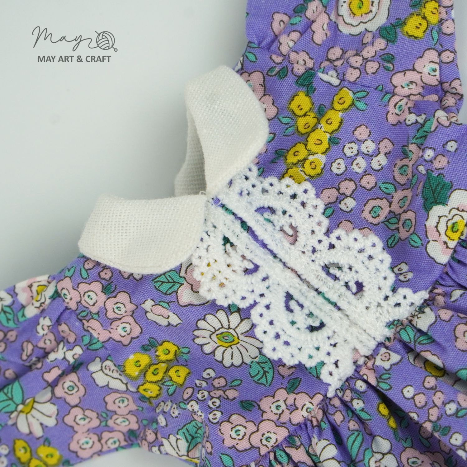 Váy xòe cổ sen phối ren cho thú bông (nhiều màu sắc hoạ tiết)