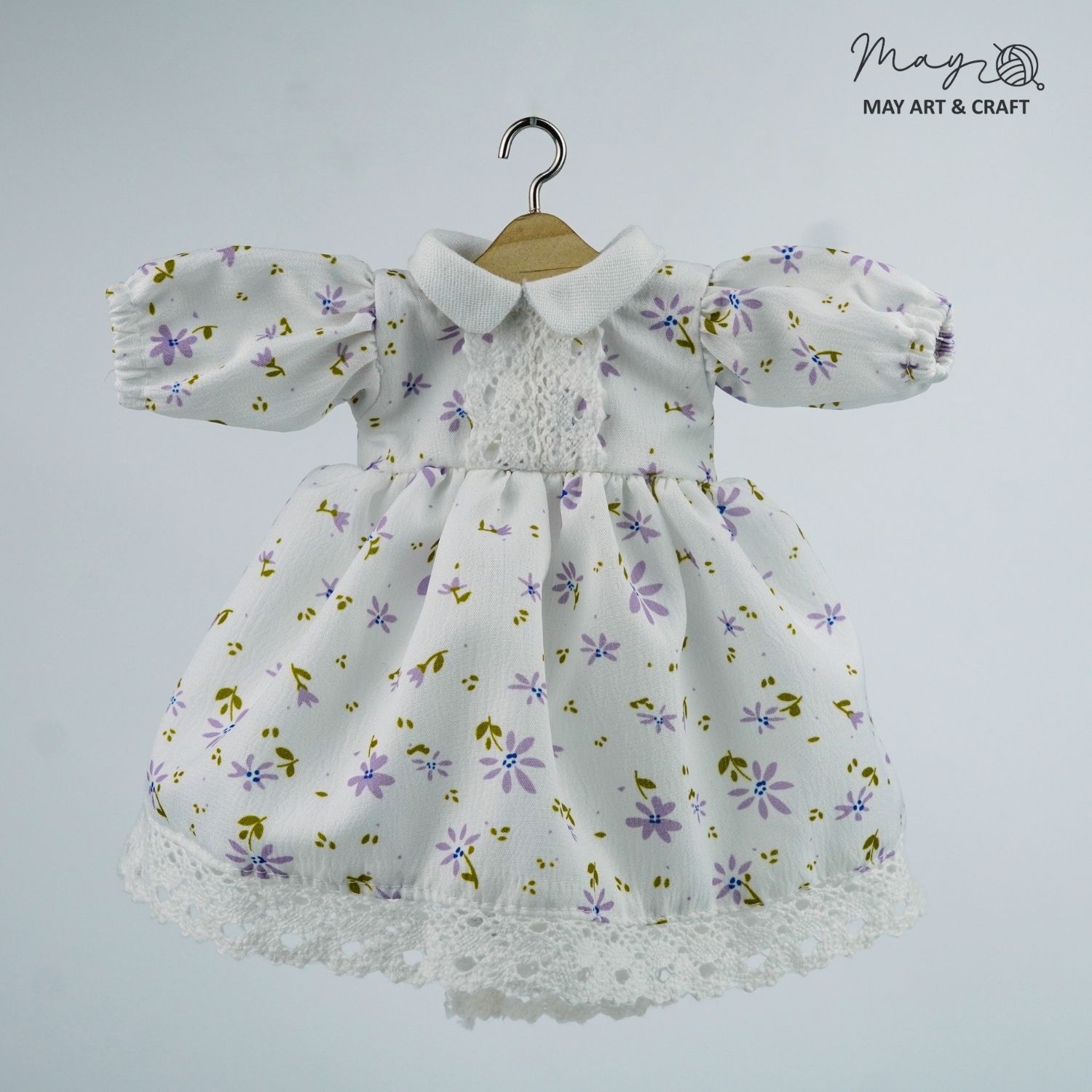 Váy xòe cổ sen phối ren cho thú bông (nhiều màu sắc hoạ tiết)