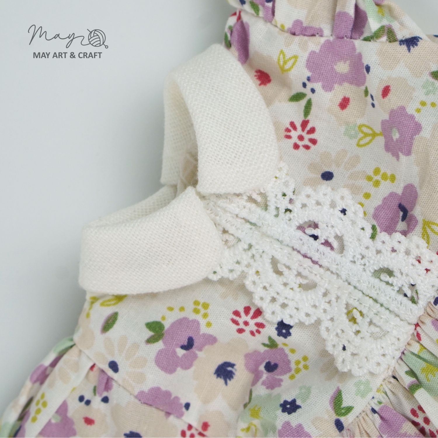 Váy xòe cổ sen phối ren cho thú bông (nhiều màu sắc hoạ tiết)