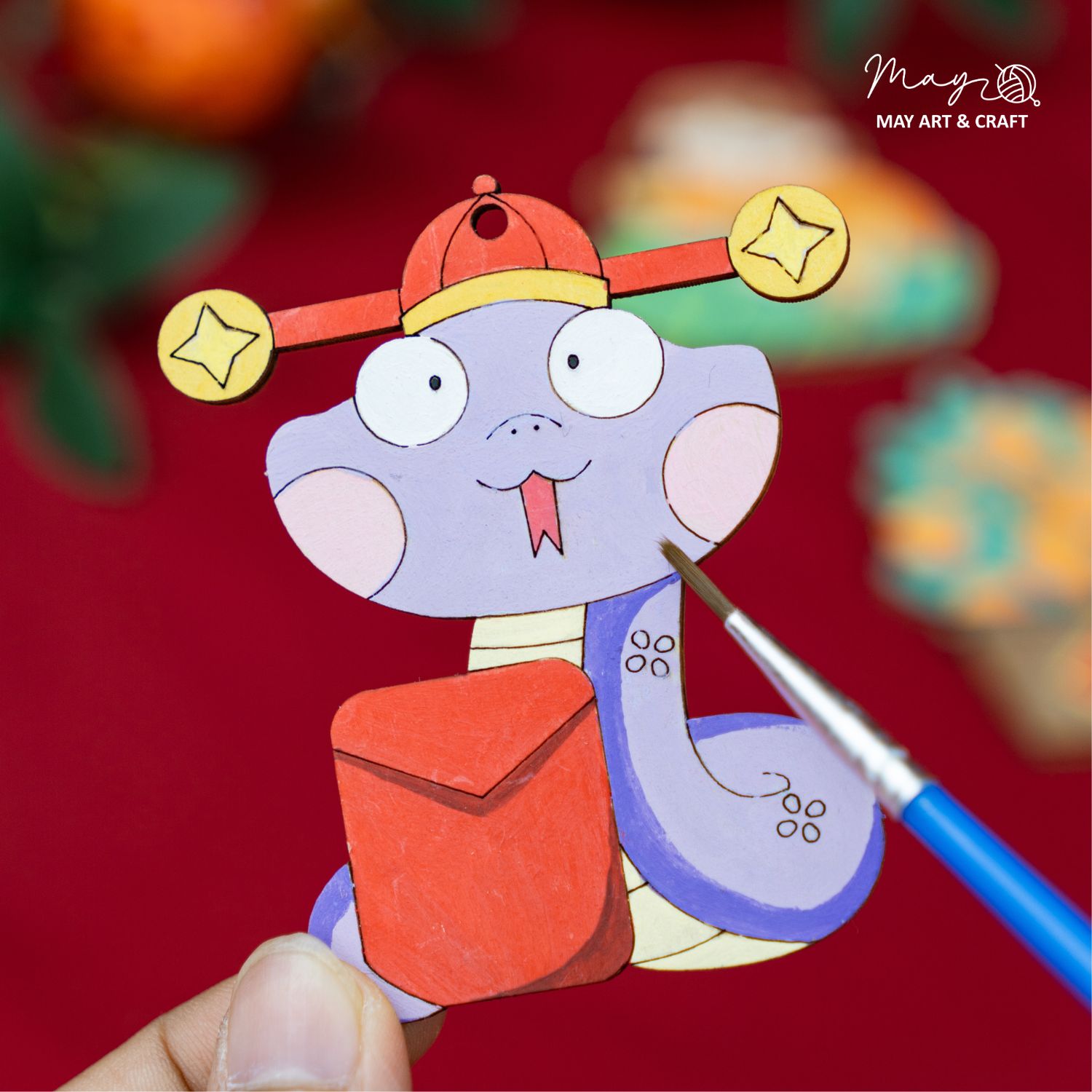 Set tô màu gỗ trang trí Tết 2025 (tặng 12 màu acrylic + 2 cọ vẽ khi mua set 20 hình)