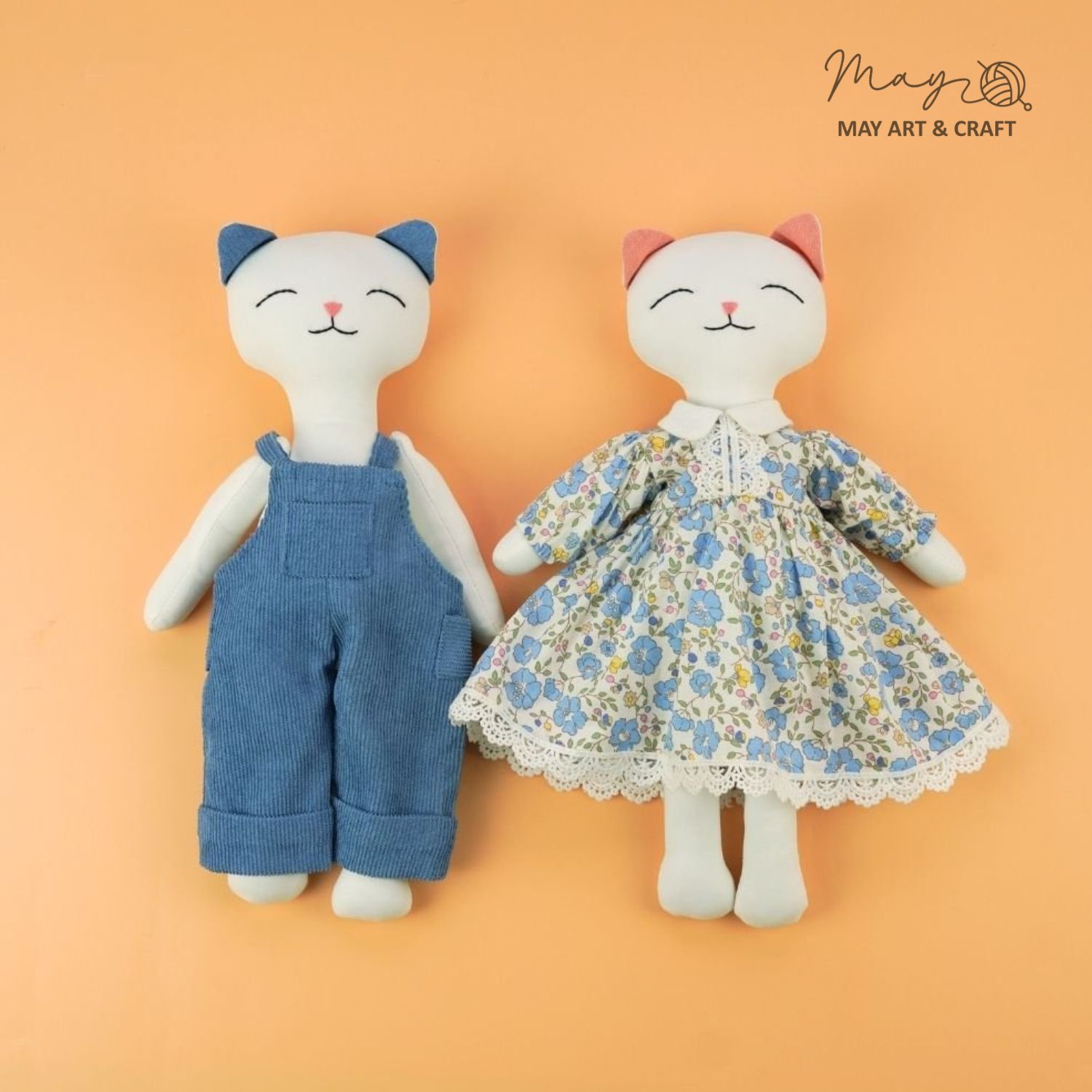 Combo thú bông vải cặp đôi mèo xanh