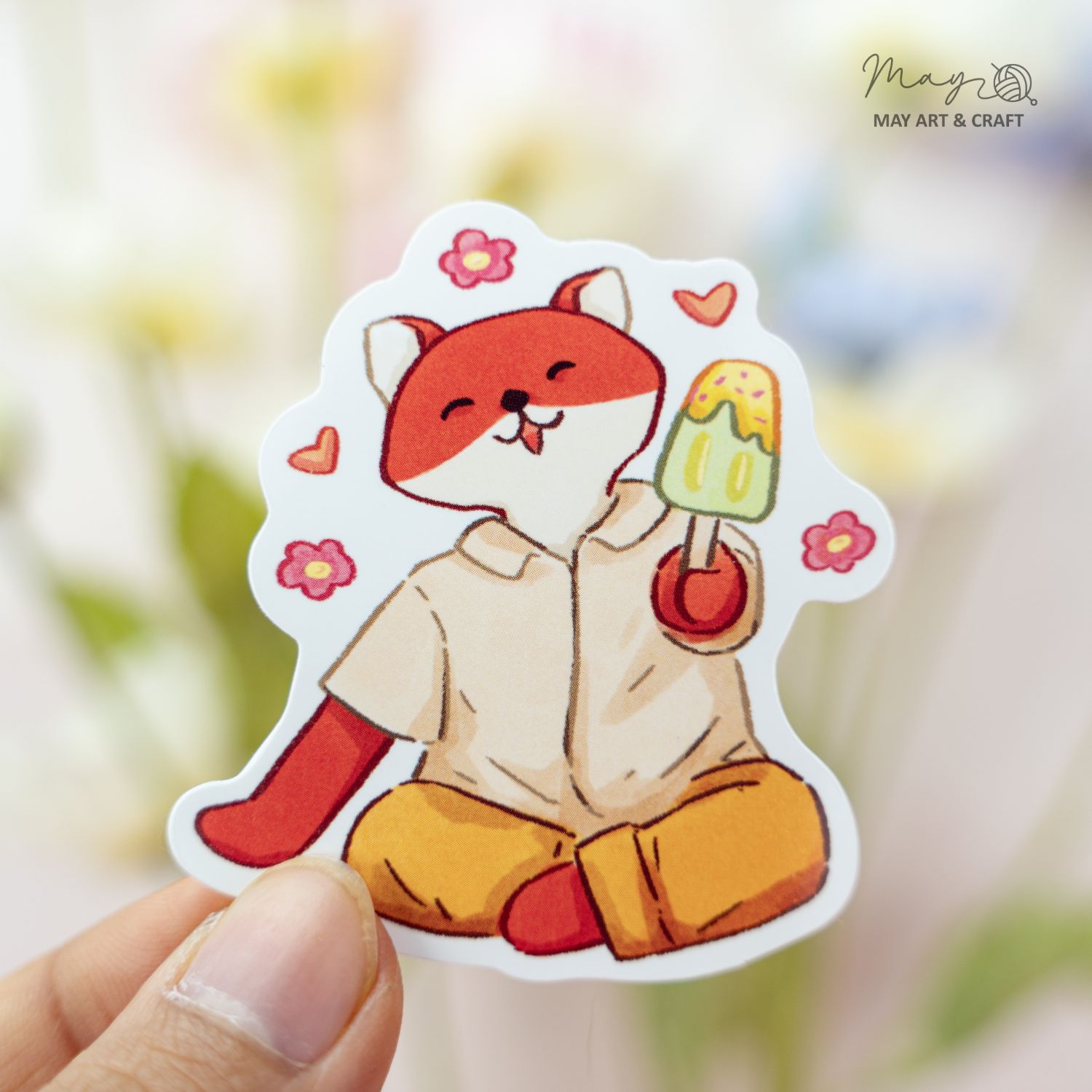 Bộ sticker 10 hình thú bông vải Tiệm Tạp Hóa Nhà May
