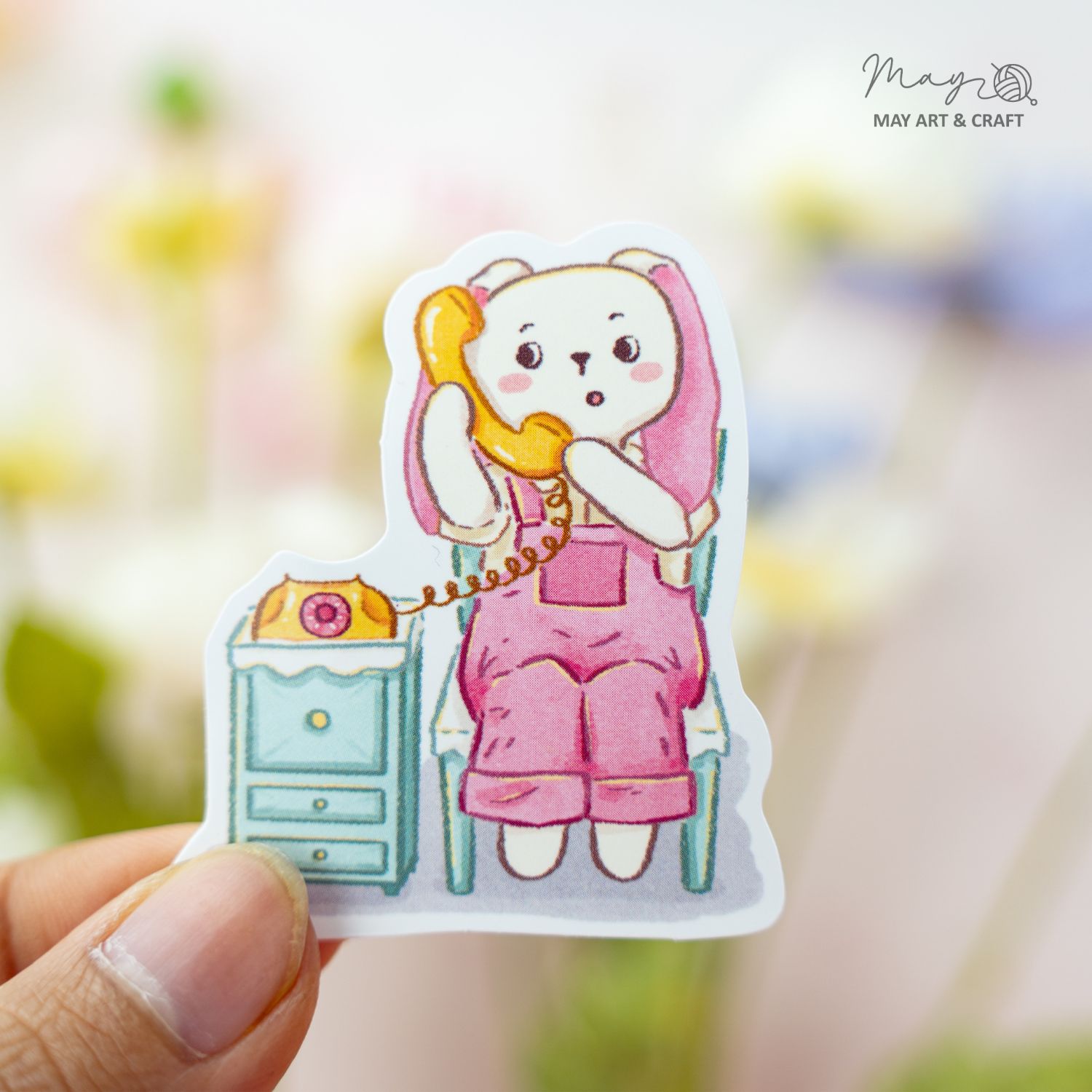 Bộ sticker 10 hình thú bông vải Tiệm Tạp Hóa Nhà May