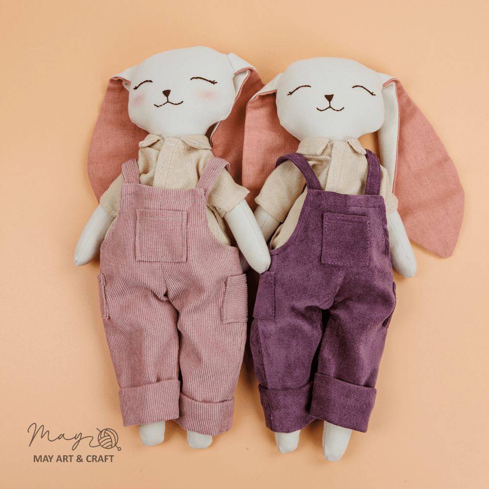 Phôi thú bông thỏ trắng tai hồng