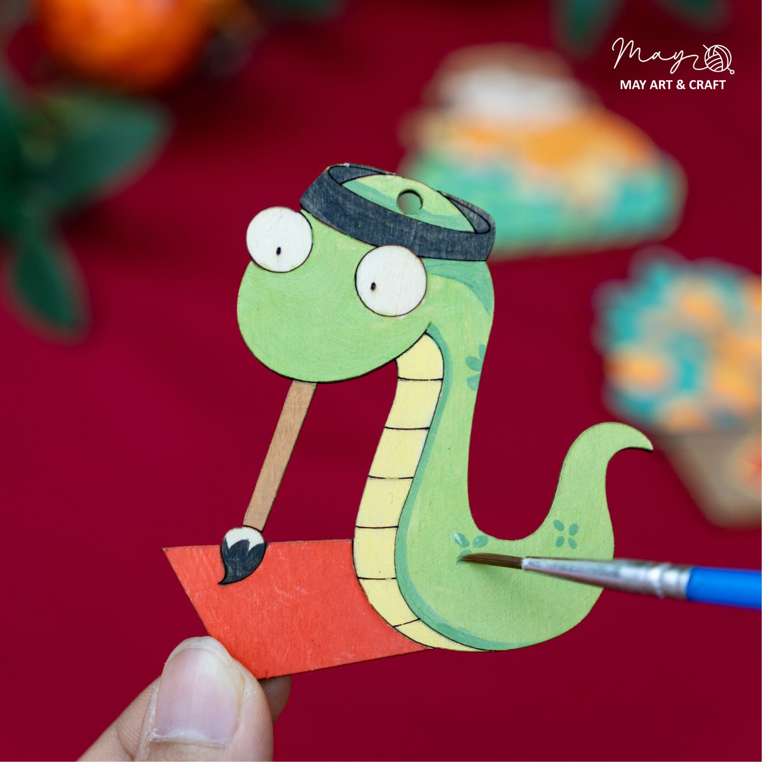 Set tô màu gỗ trang trí Tết 2025 (tặng 12 màu acrylic + 2 cọ vẽ khi mua set 20 hình)