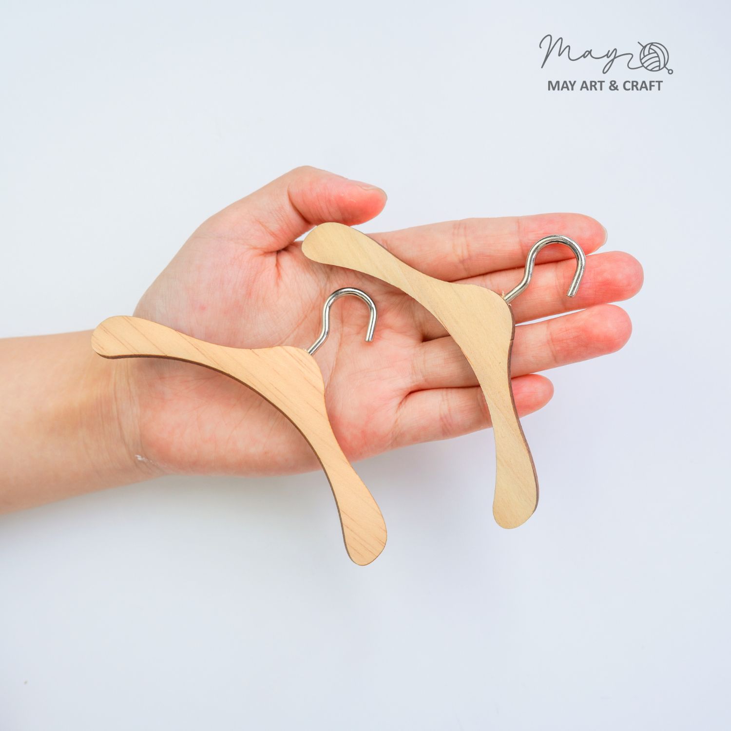 Móc treo quần áo thú bông bằng gỗ (có móc sắt) 10cm