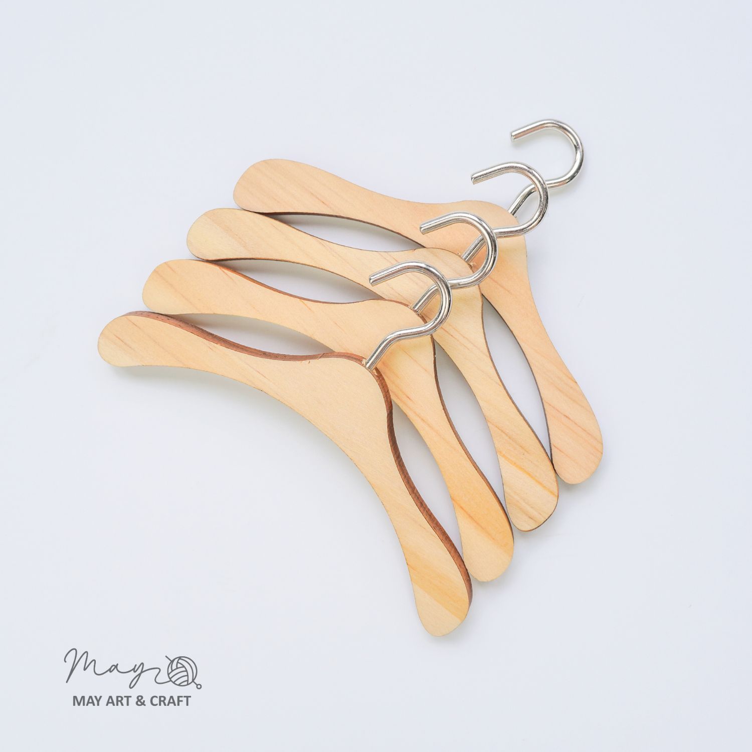 Móc treo quần áo thú bông bằng gỗ (có móc sắt) 10cm