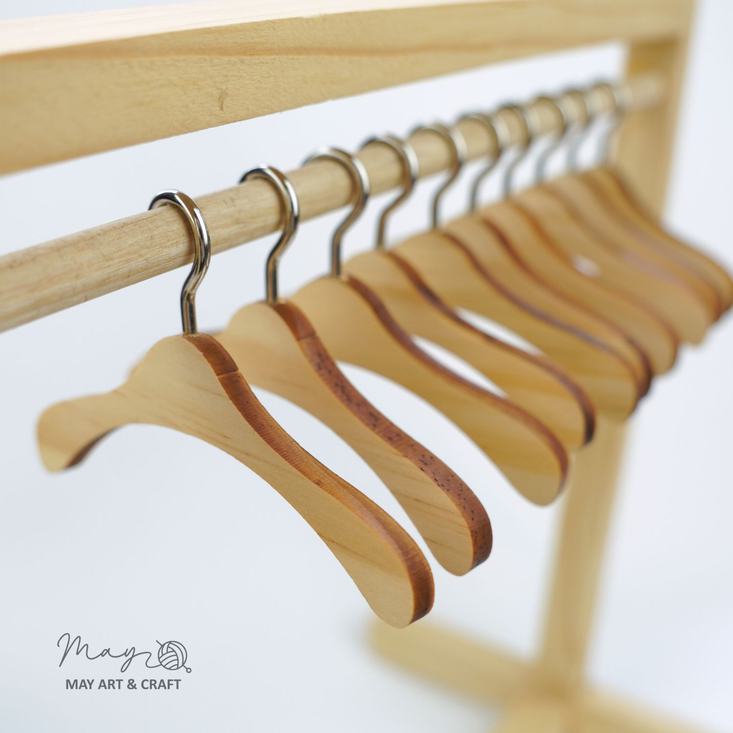 Móc treo quần áo thú bông bằng gỗ (có móc sắt) 10cm