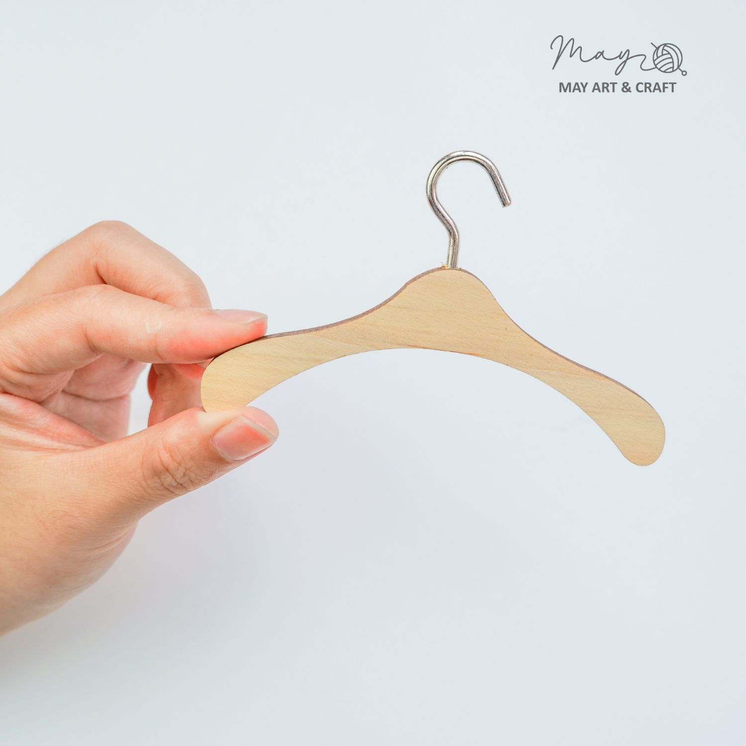 Móc treo quần áo thú bông bằng gỗ (có móc sắt) 10cm