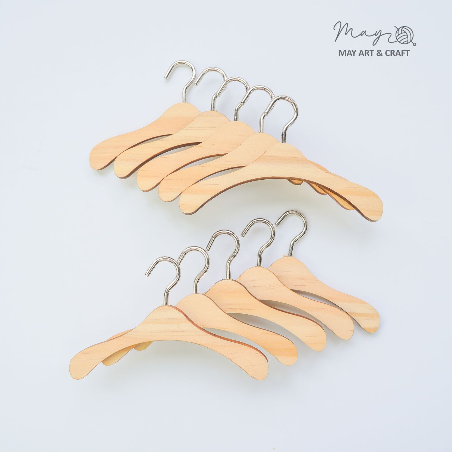 Móc treo quần áo thú bông bằng gỗ (có móc sắt) 10cm