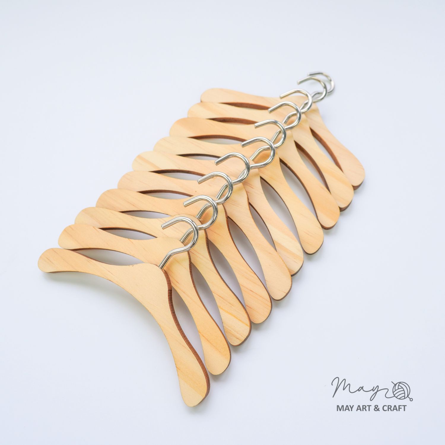 Móc treo quần áo thú bông bằng gỗ (có móc sắt) 10cm