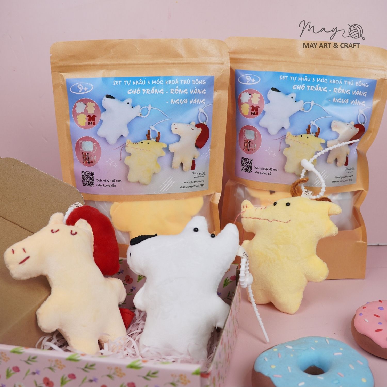 Set tự khâu móc khoá thú bông mini nhiều mẫu dễ thương Tiệm tạp hoá Nhà May