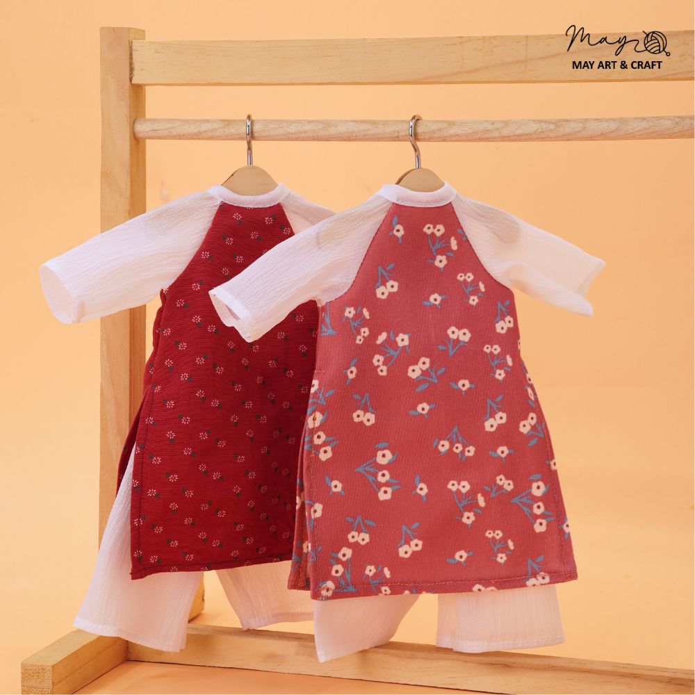 Bộ áo dài cổ tròn cách tân