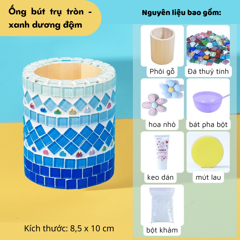 Set khảm đá mosaic 3D (trang trí lọ hoa, ống bút)