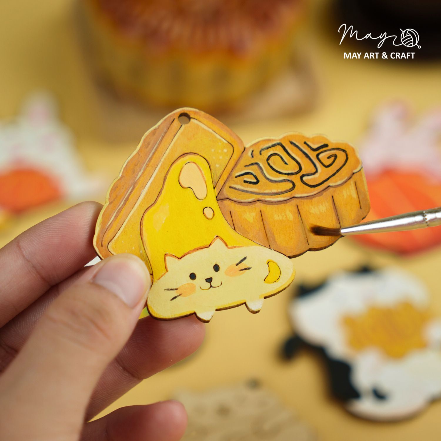 Set 20 hình gỗ tự tô màu trang trí Trung thu