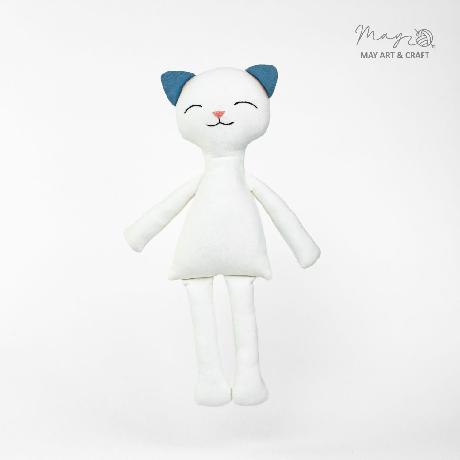 Phôi mèo bông trắng tai xanh