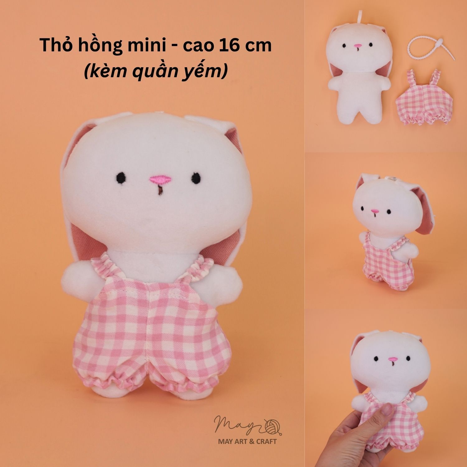 Thú bông mini kèm trang phục và móc treo silicon