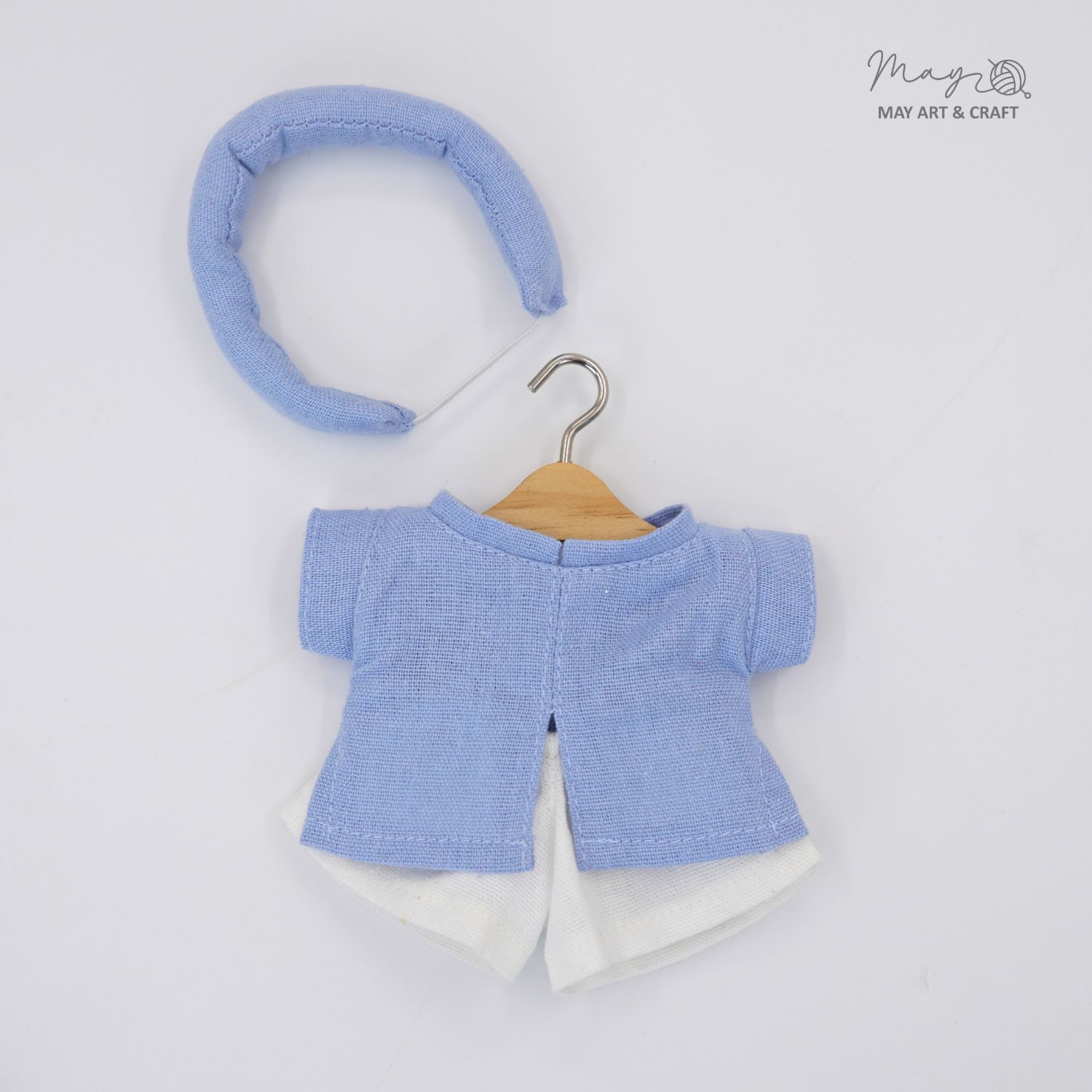 Set áo dài cổ đứng kèm khăn mấn cho thú bông mini