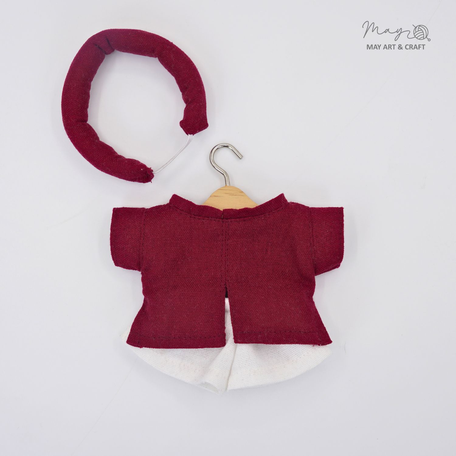 Set áo dài cổ đứng kèm khăn mấn cho thú bông mini