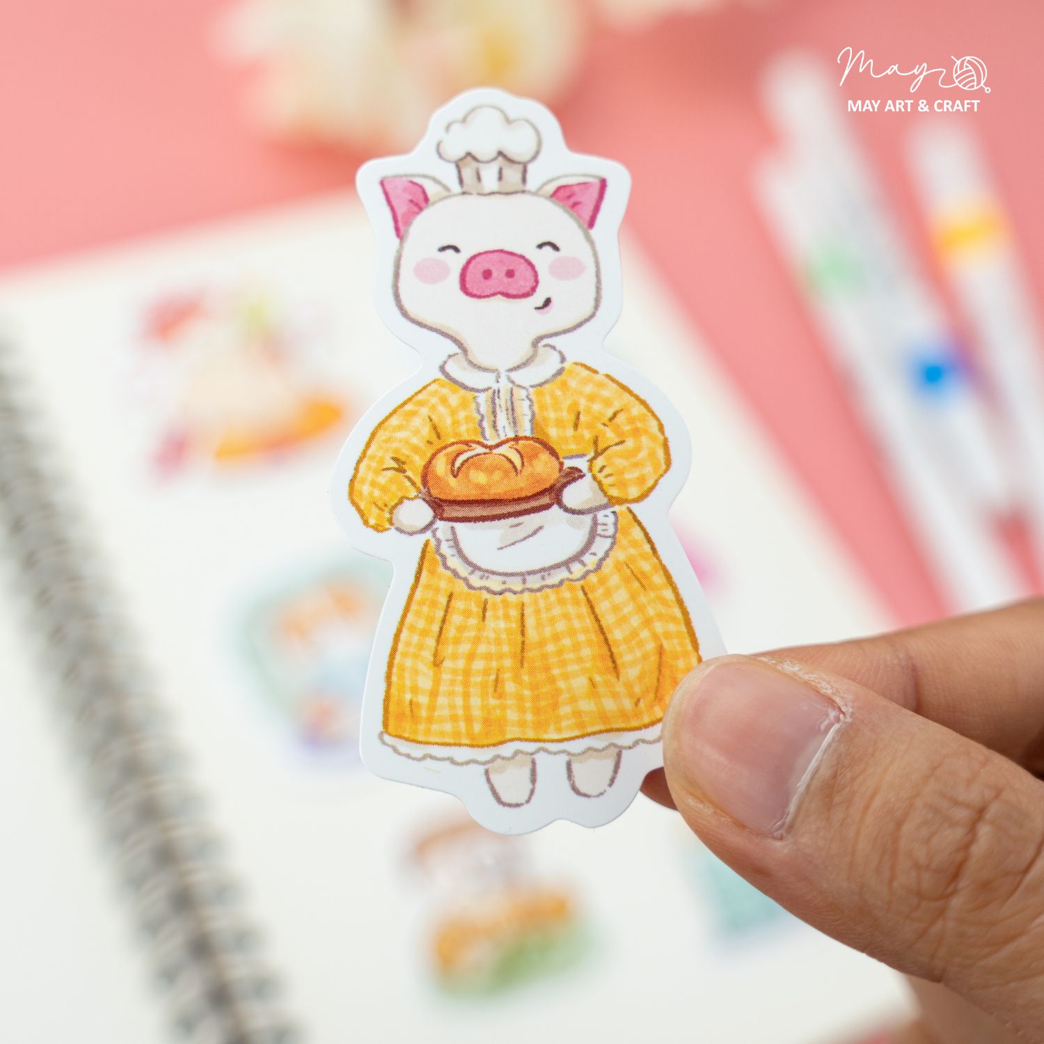 Bộ sticker 10 hình thú bông vải Tiệm Tạp Hóa Nhà May