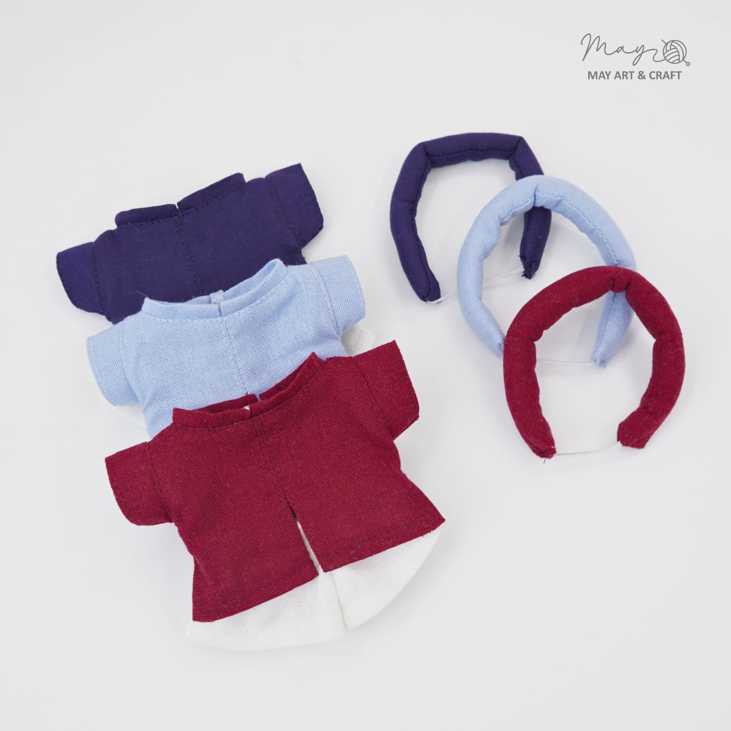 Set áo dài cổ đứng kèm khăn mấn cho thú bông mini