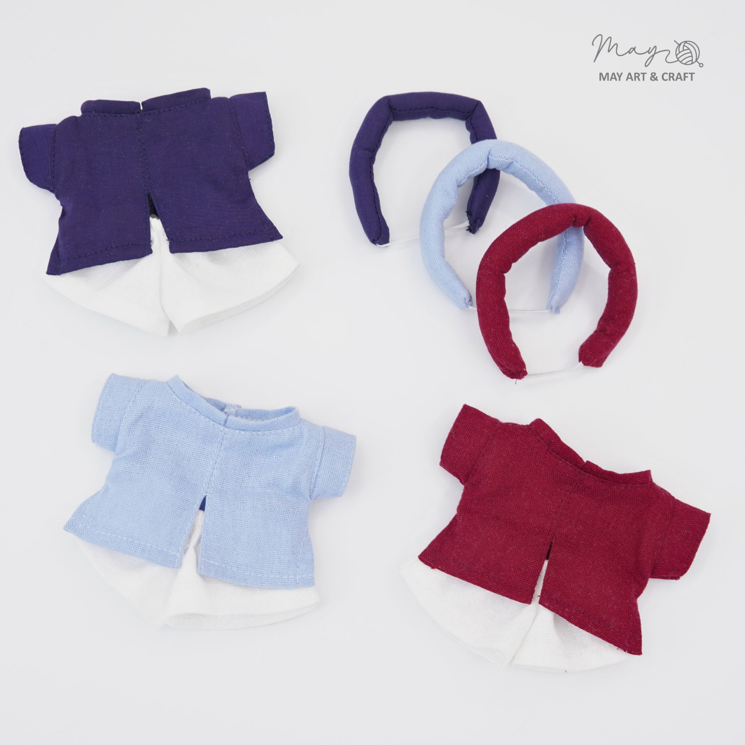 Set áo dài cổ đứng kèm khăn mấn cho thú bông mini