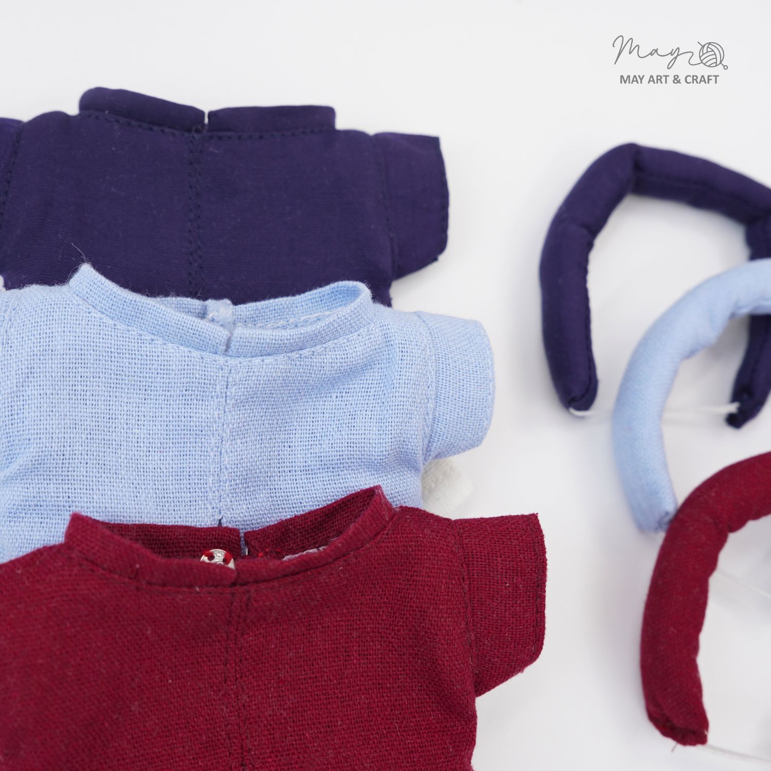 Set áo dài cổ đứng kèm khăn mấn cho thú bông mini