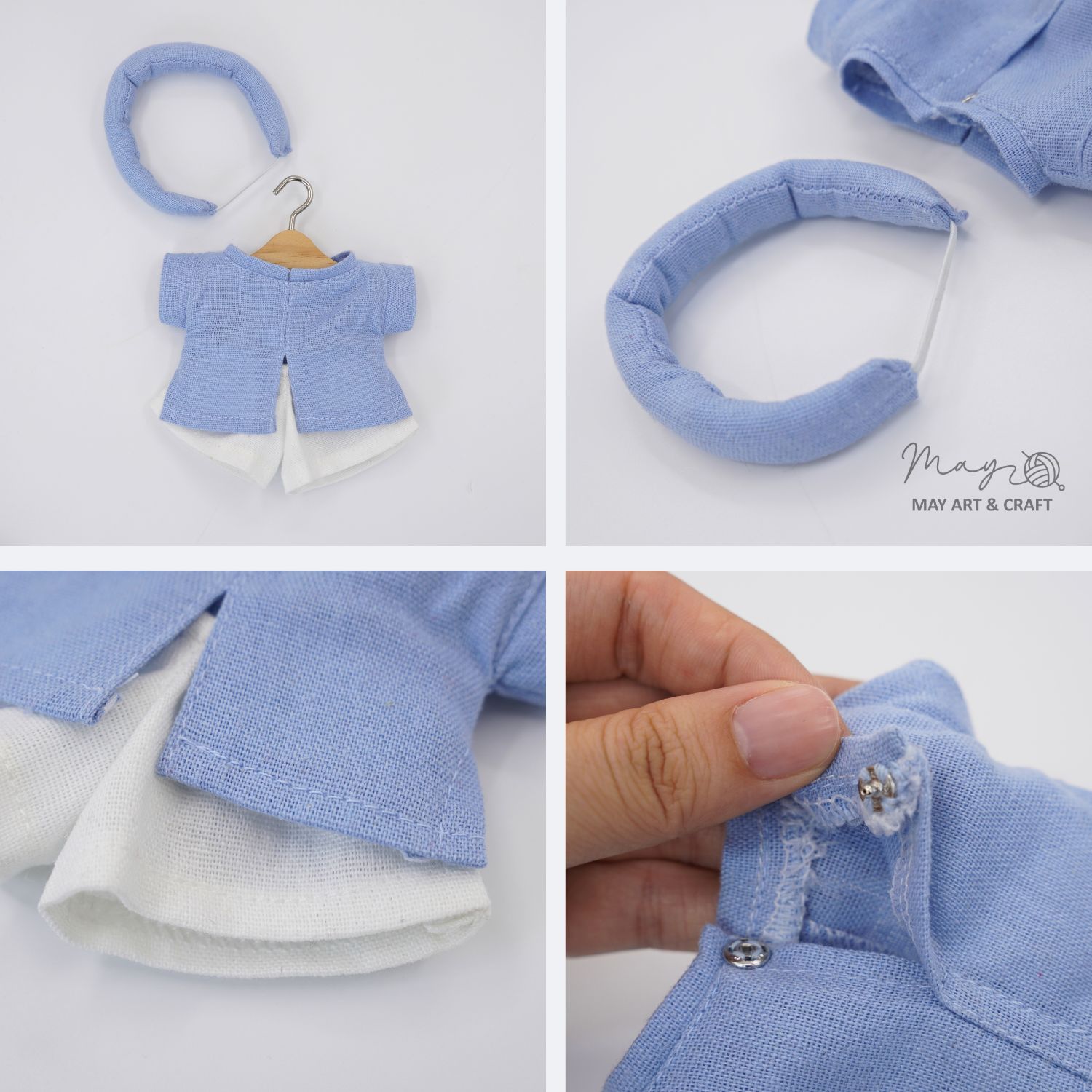 Set áo dài cổ đứng kèm khăn mấn cho thú bông mini