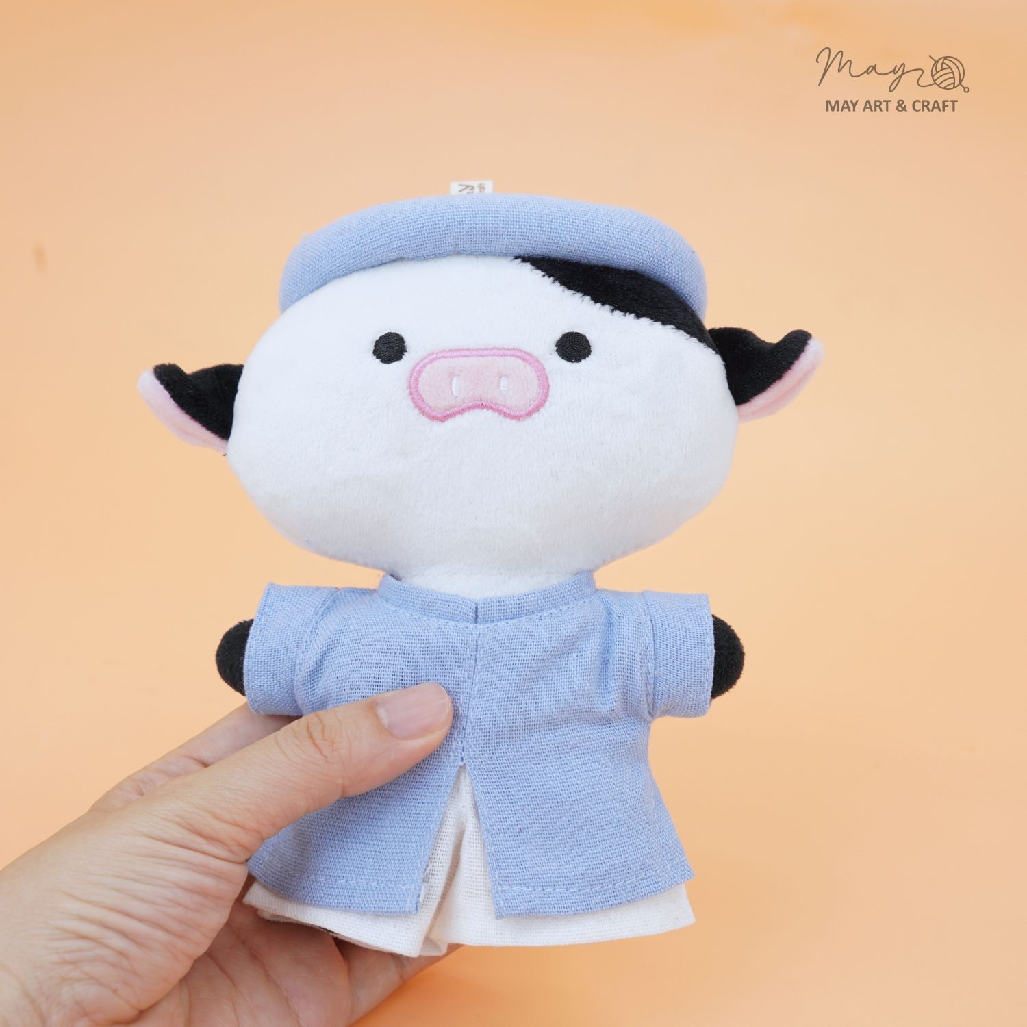 Set áo dài cổ đứng kèm khăn mấn cho thú bông mini