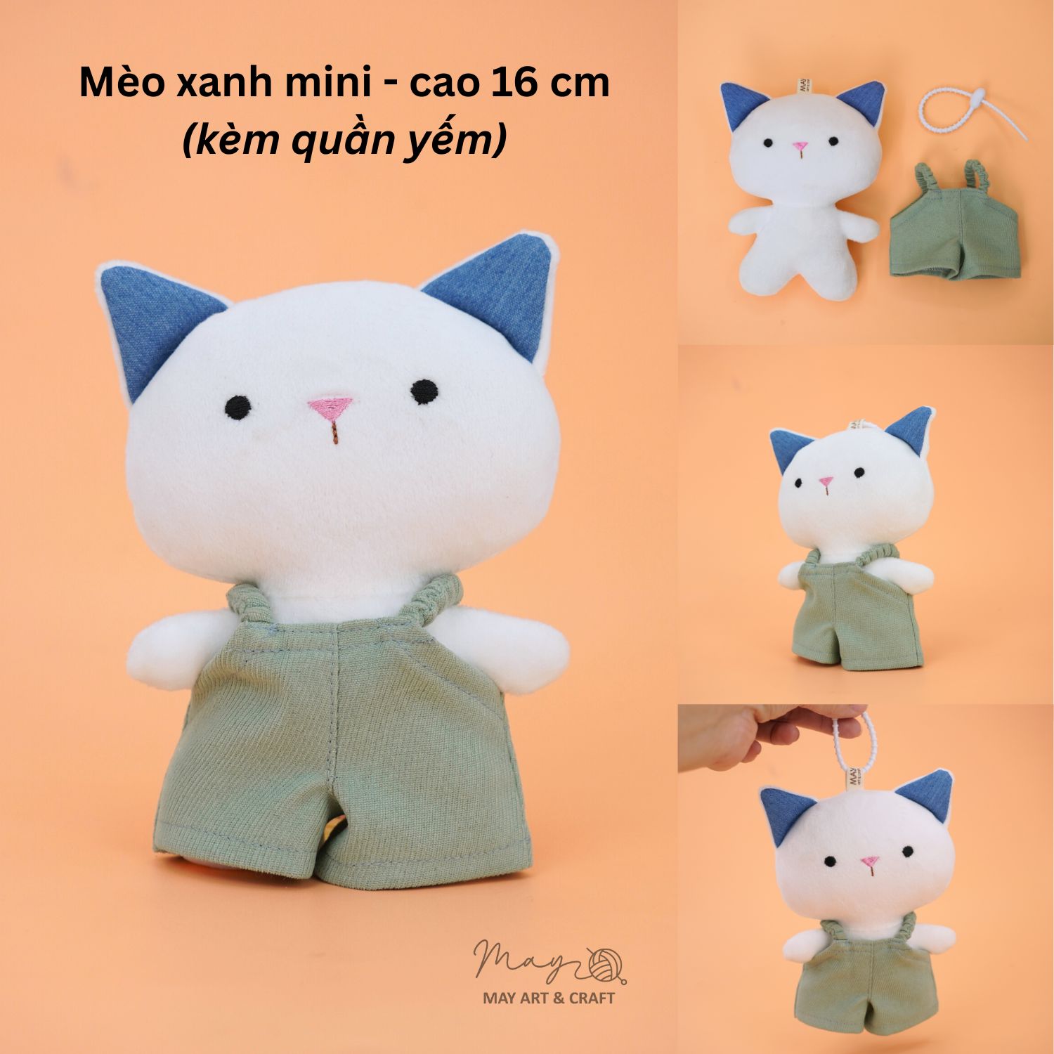 Thú bông mini kèm trang phục và móc treo silicon