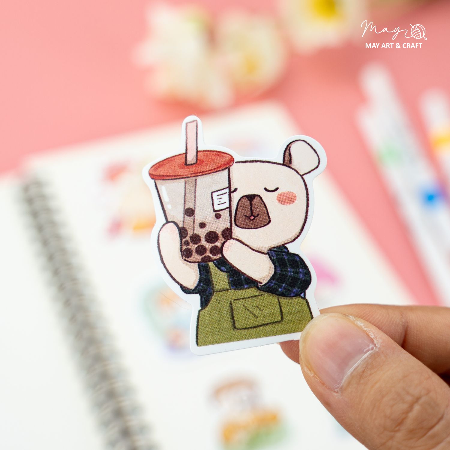 Bộ sticker 10 hình thú bông vải Tiệm Tạp Hóa Nhà May