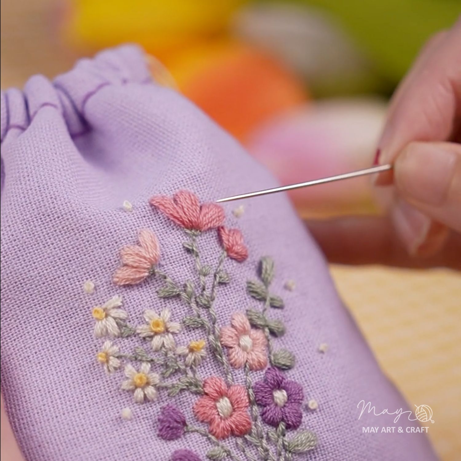 Set nguyên liệu tự làm túi rút thêu hoa