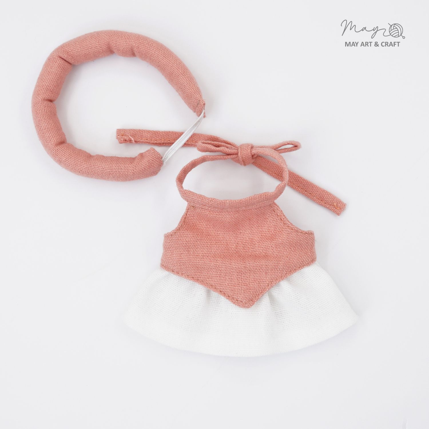 Set váy yếm kèm khăn mấn cho thú bông mini