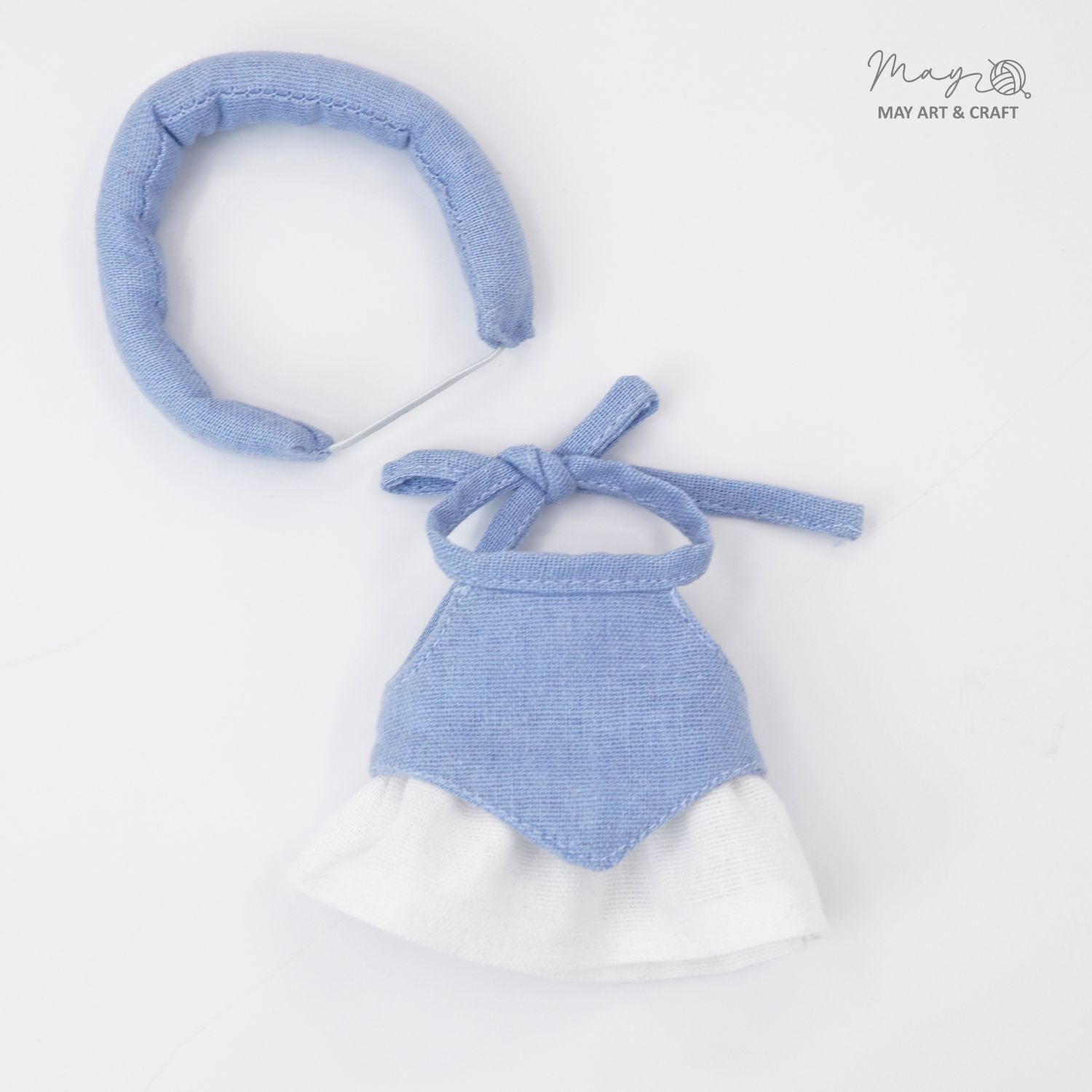 Set váy yếm kèm khăn mấn cho thú bông mini