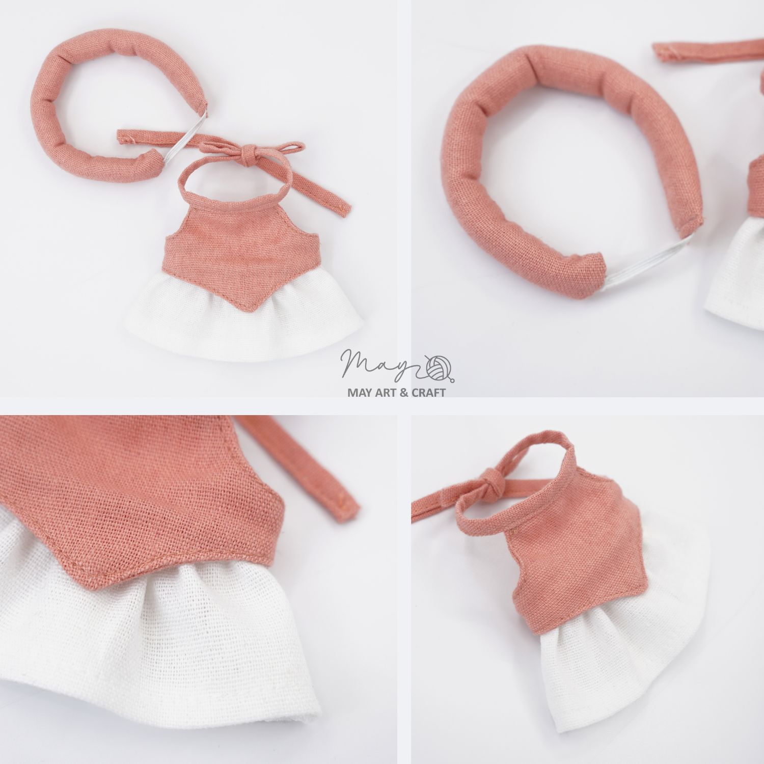 Set váy yếm kèm khăn mấn cho thú bông mini