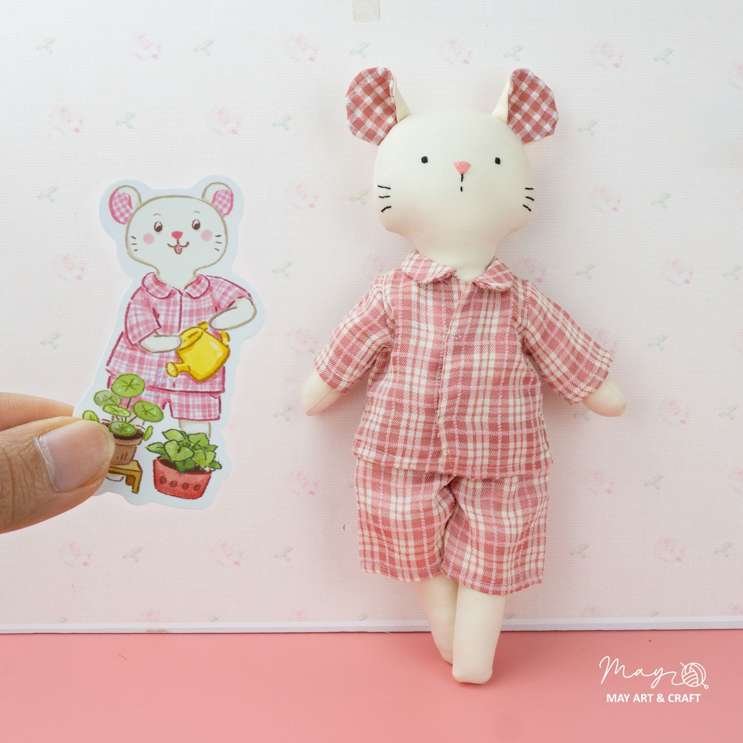 Bộ sticker 10 hình thú bông vải Tiệm Tạp Hóa Nhà May