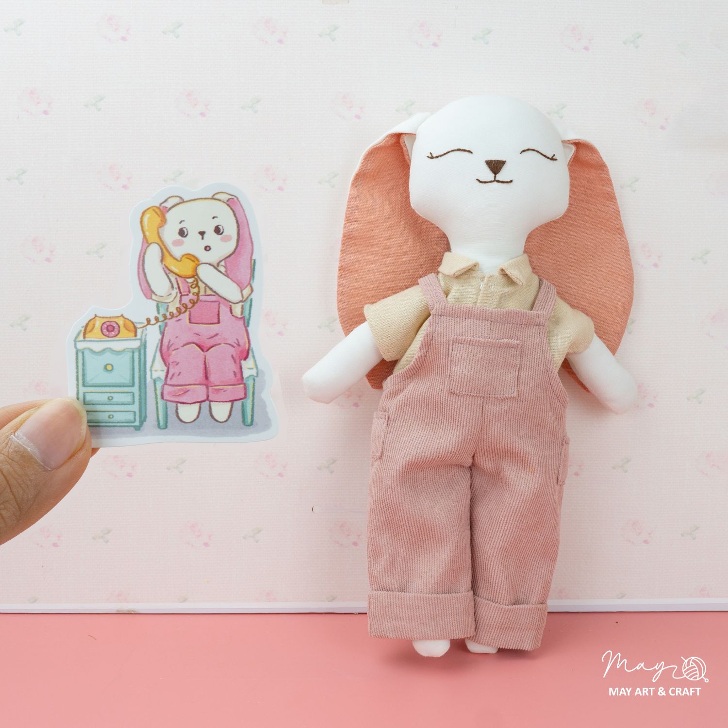 Bộ sticker 10 hình thú bông vải Tiệm Tạp Hóa Nhà May