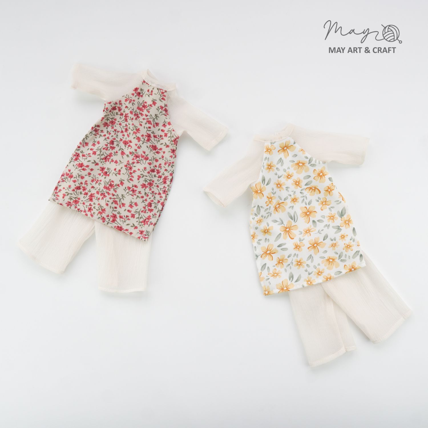 Bộ áo dài cổ tròn cách tân