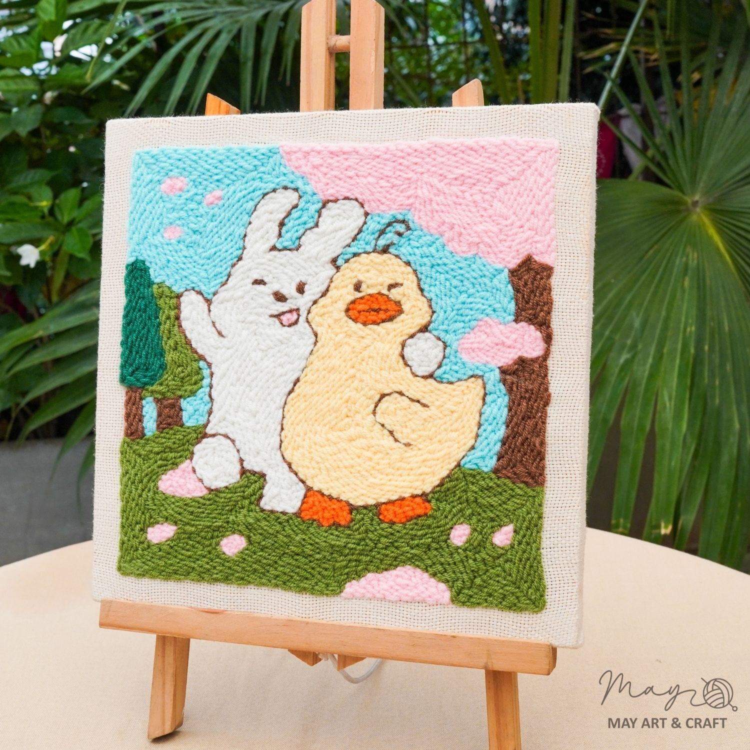 Set thêu tranh len nổi khung gỗ (punch needle) nhiều mẫu