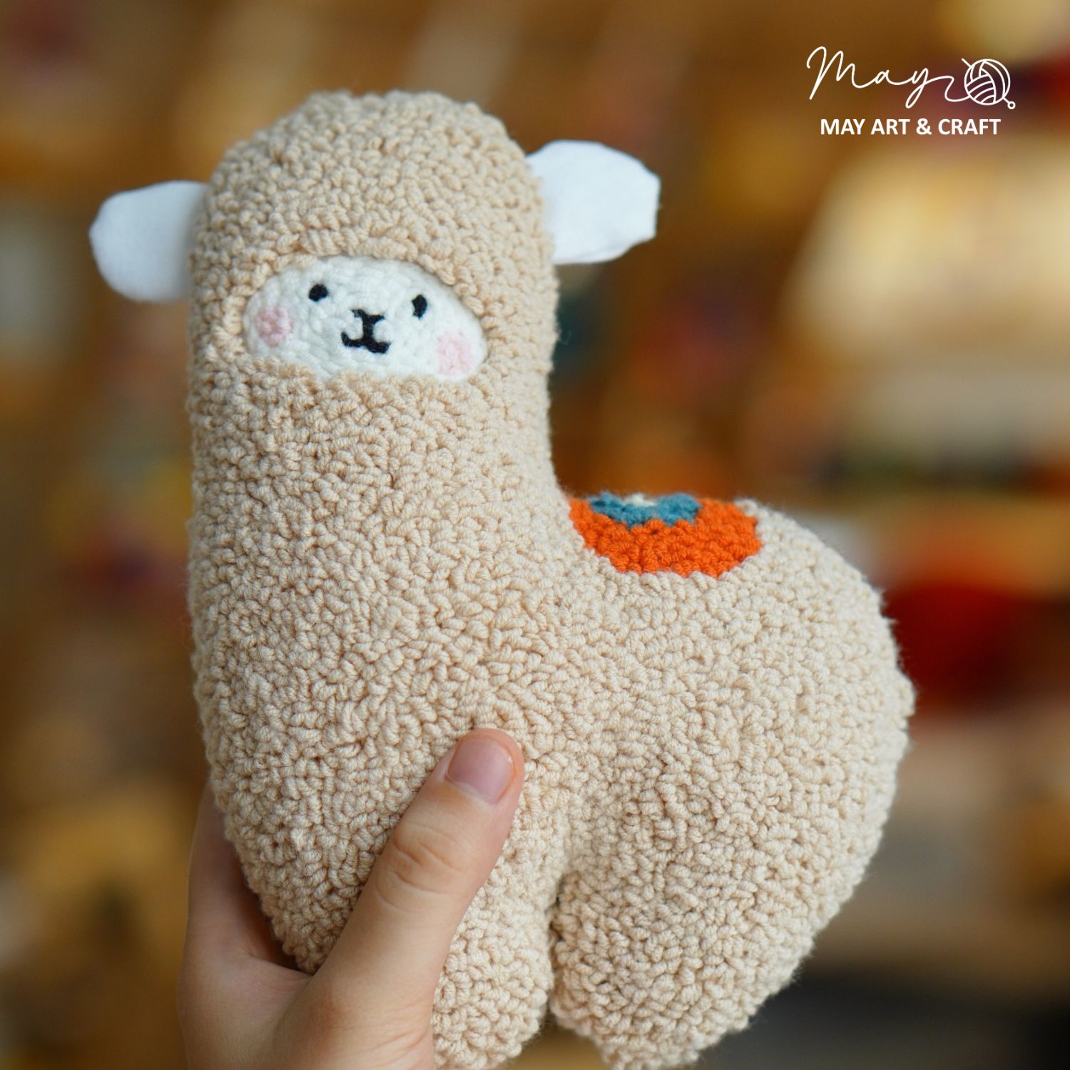 Bộ nguyên liệu làm thú bông Alpaca từ thêu len nổi punch needle