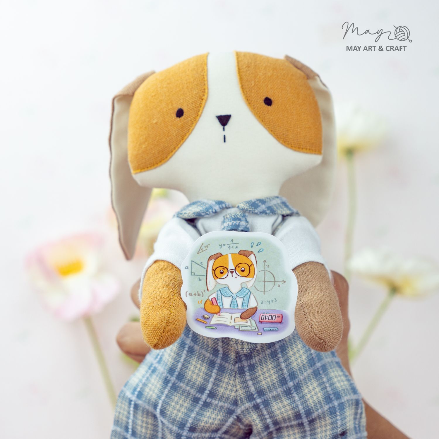 Bộ sticker 10 hình thú bông vải Tiệm Tạp Hóa Nhà May