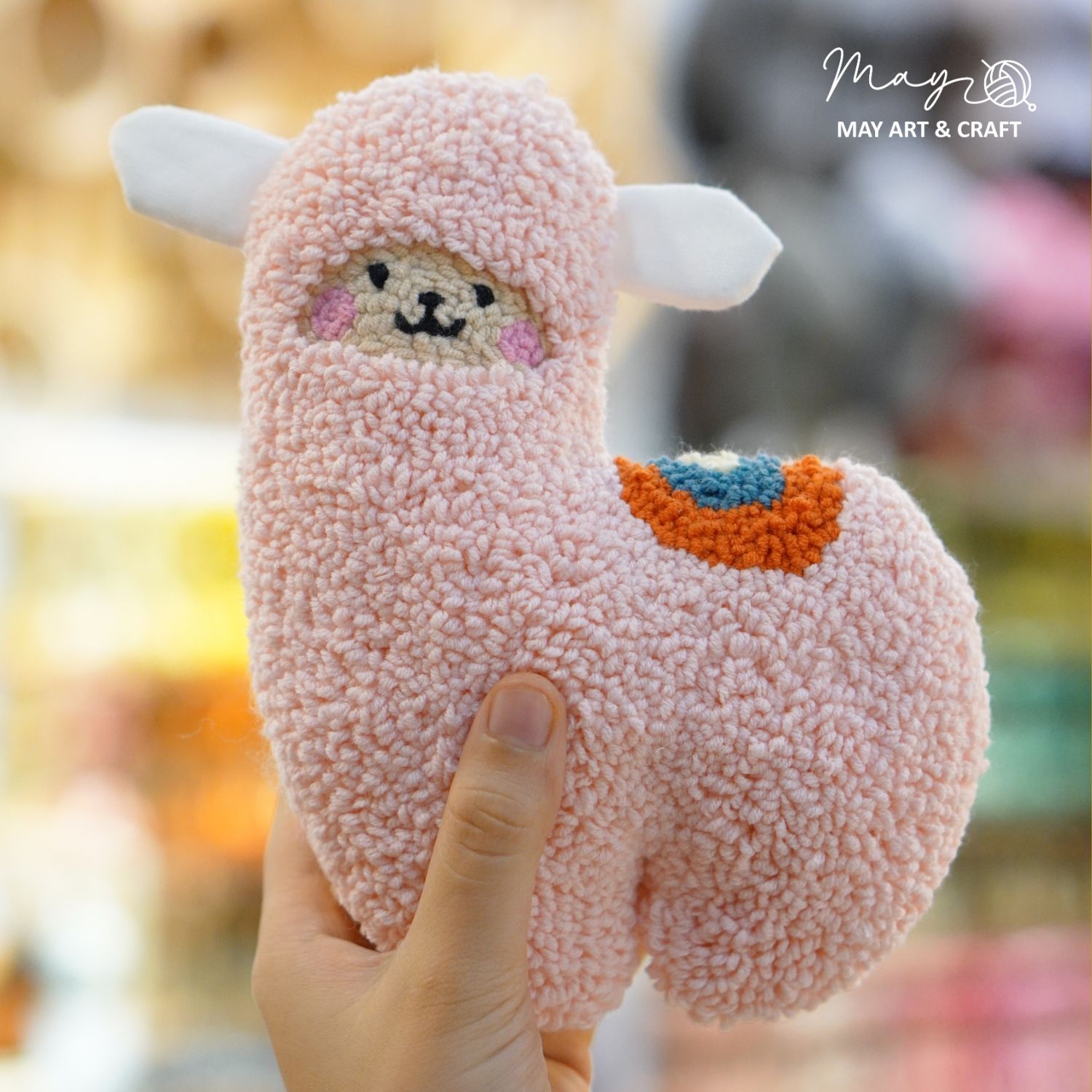 Bộ nguyên liệu làm thú bông Alpaca từ thêu len nổi punch needle