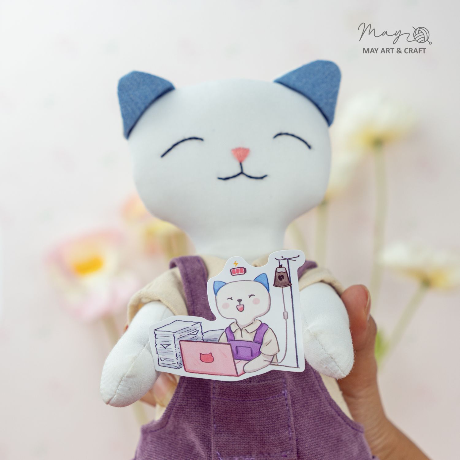 Bộ sticker 10 hình thú bông vải Tiệm Tạp Hóa Nhà May