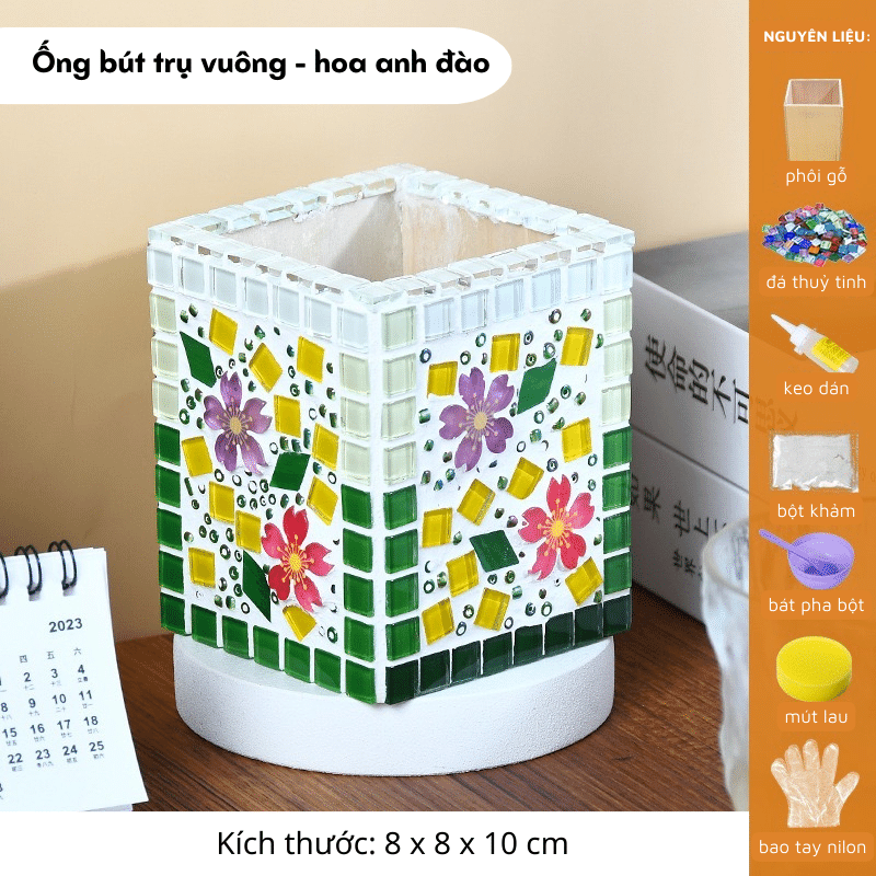 Set khảm đá mosaic 3D (trang trí lọ hoa, ống bút)